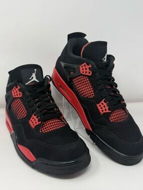Jordan Air Jordan 4 Red Thunder Mid Top Black/Red Sneaker CT8527-016 Men 11.5